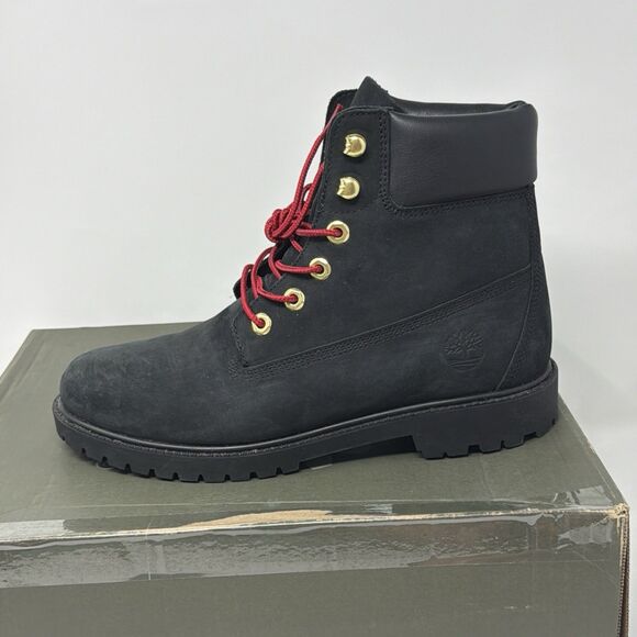 Timberland Heritage 6” Waterproof Boots Women’s 10 Black Nubuck Red STORE MODEL - Picture 3 of 16